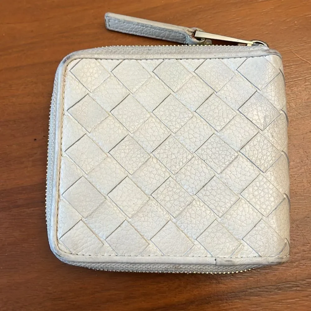 The Wolf Gang cream leather woven leather zip wallet
